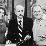 Producer Norman Lear on the set of his hit TV series ‘All In The Family,’ standing between its stars, Jean Stapleton and Carroll O'Connor.