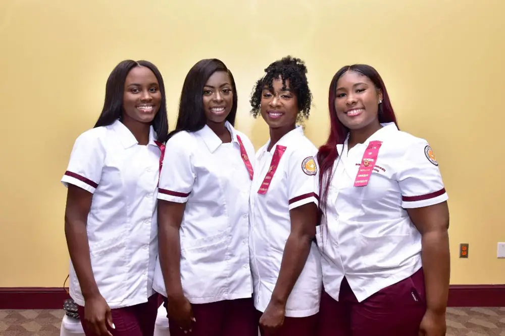 Bethune-Cookman University Nursing students, Sara Pascall, Tyana Mack, Rachel Lewis, and Dezja Durden successfully completed the School of Nursing Program.