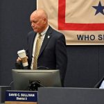 County Commissioner Donald O'Brien, left, says the county would assume all the political risk if it were to approve a new sales tax, while Commissioner Dave Sullivan said the proposal will need all the city's support if it is to fly. (© FlaglerLive)