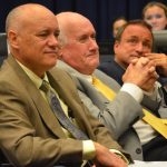 Commission Chairman Don O'Brien, left, Dave Sullivan and Joe Mullins voted to approve the controversial Beachwalk development on Jungle Hut Road in the Hammock. (© FlaglerLive)