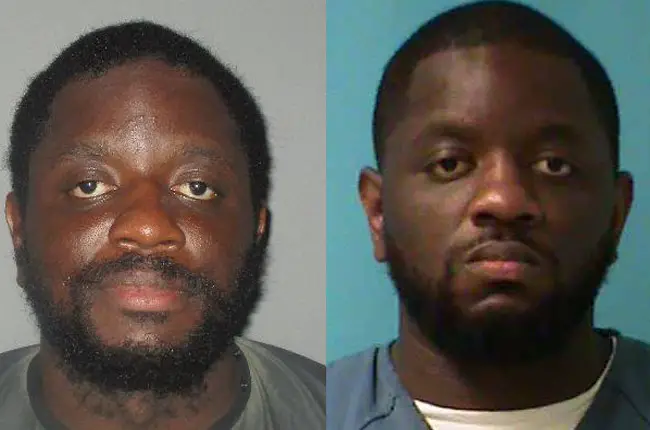 Obtravies Watkins in a Flagler jail booking photo from four weeks ago, and in his Florida state prison photo from a few years ago.