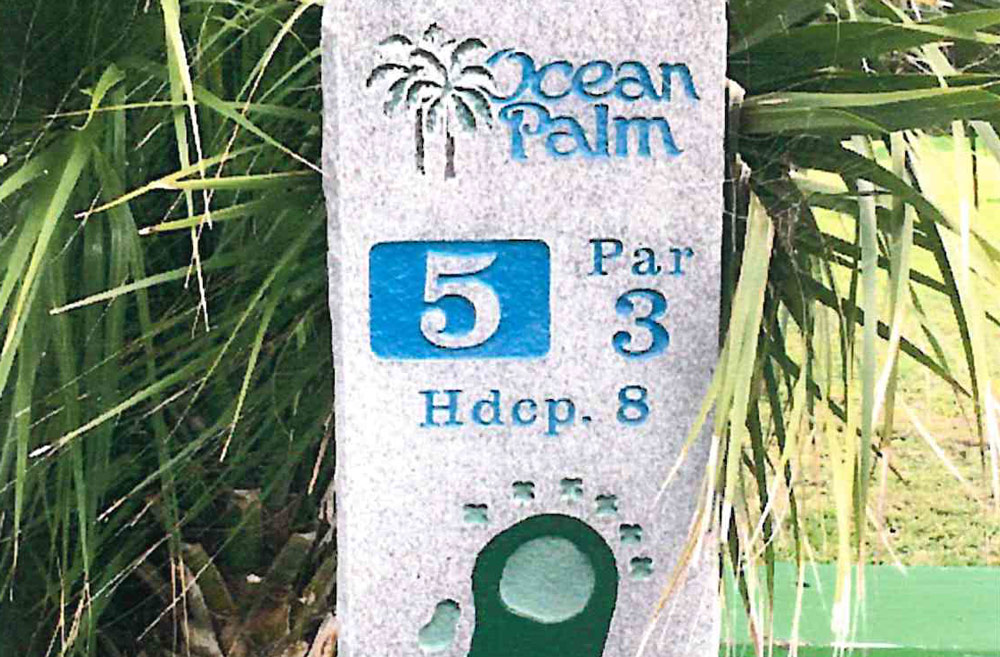 Rustic and beloved: the 5th hole sign at Ocean Palm Golf Club in Flagler Beach. (Flagler Beach)