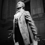 Octavius Catto's statue outside of Philadelphia's City Hall. Catto was an activist for Black suffrage, assassinated by white supremacists --Irish-American Democrats--on Election Day 1871 as he was going out to vote for the first time. (John Donges)