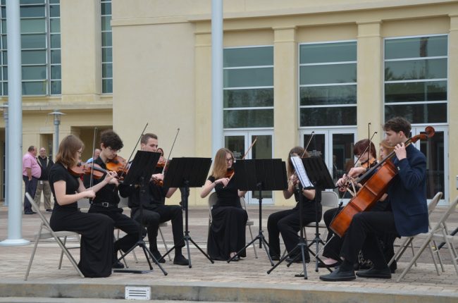 A Flagler Youth Orchestra octet provided the music. Click on the image for larger view. (© FlaglerLive)