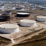 Crude oil storage tanks in Texas. (Wikimedia Commons)