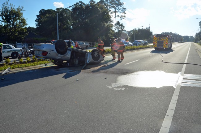 A gas spill delayed the reopening of the road. Click on the image for larger view. (© FlaglerLive)