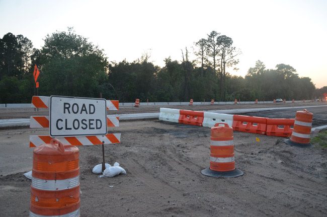 The Old Dixe roundabout project in late March. (© FlaglerLive)