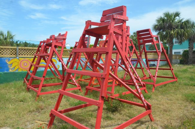 The old towers' cemetery proved only temporary: each was sold as surplus property for $100. Click on the image for larger view. (© FlaglerLive)