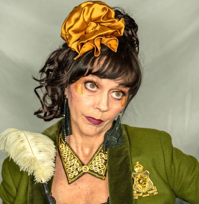 Leigh Ann Singleton is playwright Olympe De Gouge in the City Repertory Theatre production of Lauren Gunderson’s “The Revolutionists.” (Mike Kitaif)