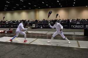 Fencing for that Olympic dream at a recent competition in Orlando. (© FlaglerLive)