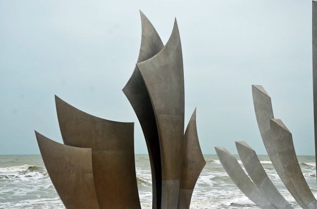 Detail from the memorial on Omaha Beach in Colleville-sur-mer, in Normandy. Click on the image for larger view. (© FlaglerLive)