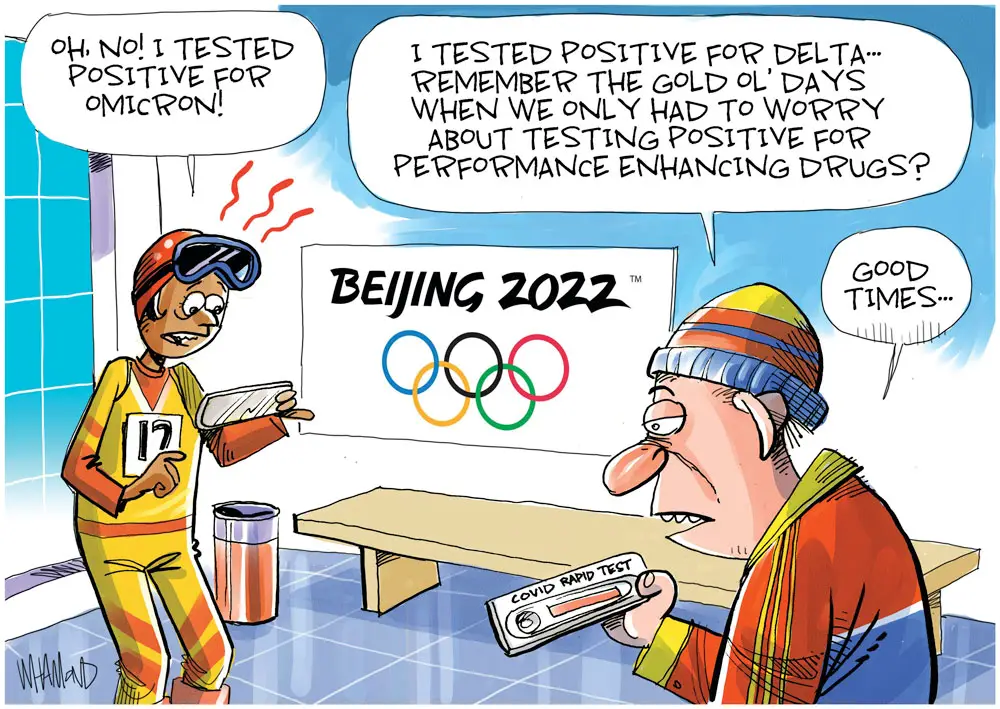 Omicron Olympics by Dave Whamond, Canada, PoliticalCartoons.com
