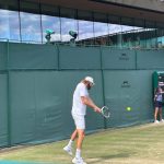 Reilly Opelka at Wimbledon this week,. He did not make it past the second round. (© Michael Lewis for FlaglerLive)