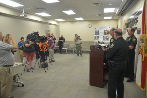 The press conference took place at the Sheriff's Operations Center in Bunnell. Click on the image for larger view. (© FlaglerLive)