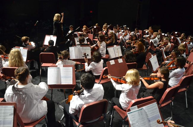 The Flagler Youth Orchestra presents its final concert of the season, its traditional Take A Bow concert, at the Flagler Auditorium tonight at 7 p.m., featuring all 350-some students and five different ensembles. See below. (c FlaglerLive)