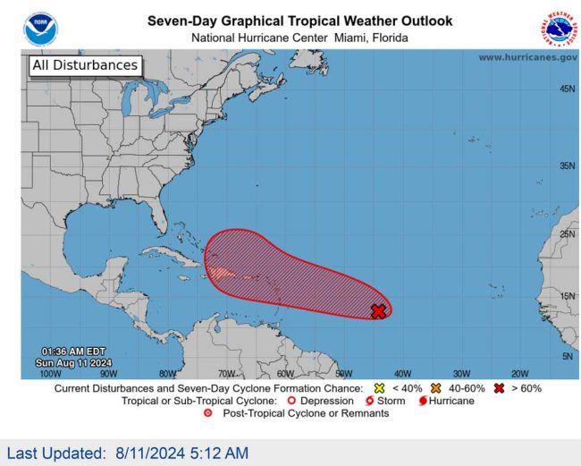 The depression has a seven-day 90 percent chance of turning into a tropical storm. 