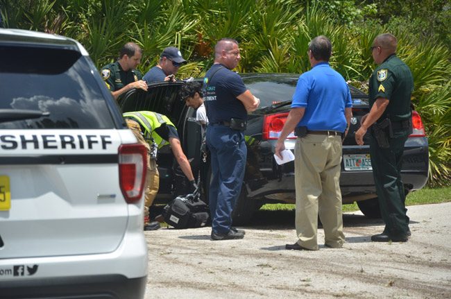 Levi Ovenshire after his arrest Saturday, following a shooting in his home in the F Section. (© FlaglerLive)