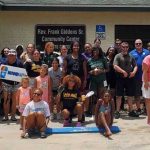 FCSO School Resource deputies & PAL staff hang out with some of the 50 kids who attended the Espanola Community Center Mobile PAL Camp on June 28, 2022. (FCSO)