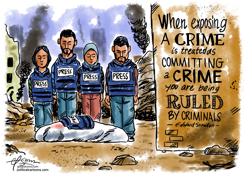 Palestinian Journalists murdered by Guy Parsons, PoliticalCartoons.com