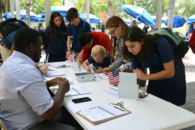 Palm Beach County residents registering to vote last spring. A federal judge's decision not to extend a recount deadline today focused on issues at the Palm Beach County Supervisor of Elections office. (Facebook)