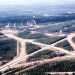 The original Palm Coast Parkway interchange with I-095 in a 1970 photo, 29 years before Palm Coast was incorporated. (Palm Coast)