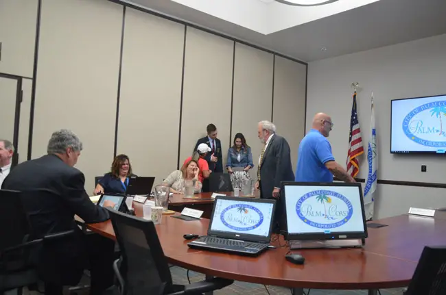 City Manager Jim Landon, left, has controlled the timetable and the process for the hiring of his replacement. (© FlaglerLive)