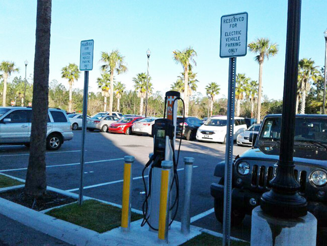 The electric-car charging station at Palm Coast City Hall has become a little more visible. (Palm Coast)