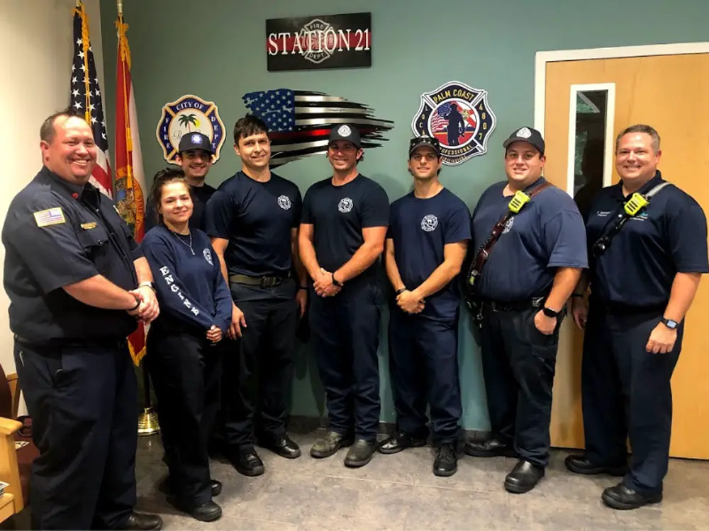 Members of the Palm Coast Fire Department who took part in the rescue on June 20. (Palm Coast)