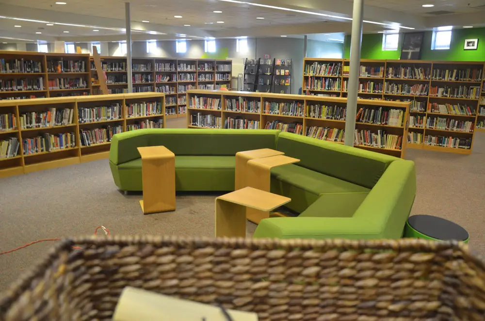 The Flagler Palm Coast High School Media Center is usually a refuge from adult absurdities. (© FlaglerLive)