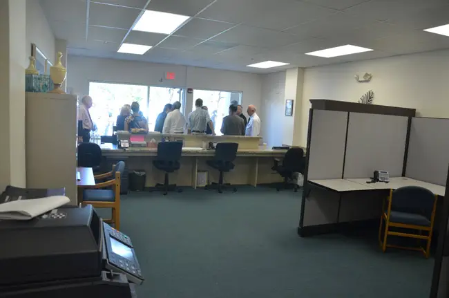 The Flagler County Sheriff's Palm Coast Precinct office at City Market Place, seen here when it first opened in 2013, where a resident today brought in a grenade found in the resident's backyard. (© FlaglerLive)