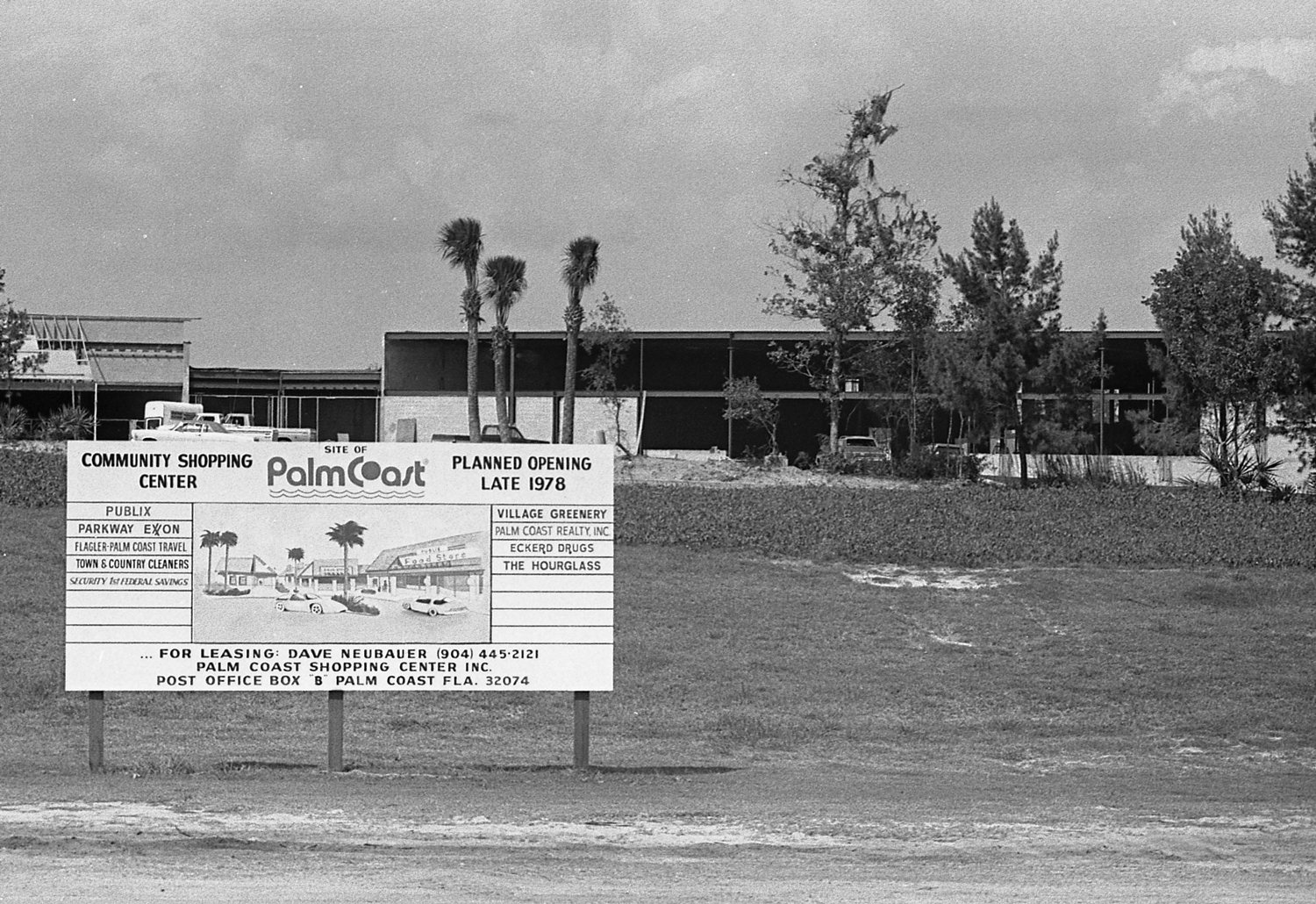 The way we were: the Palm Harbor shopping center in its gestation days. Click on the image for larger view. (Flagler County Historical Society)