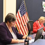 County Commissioners Pam Richardson and Kim Carney. (© FlaglerLive)