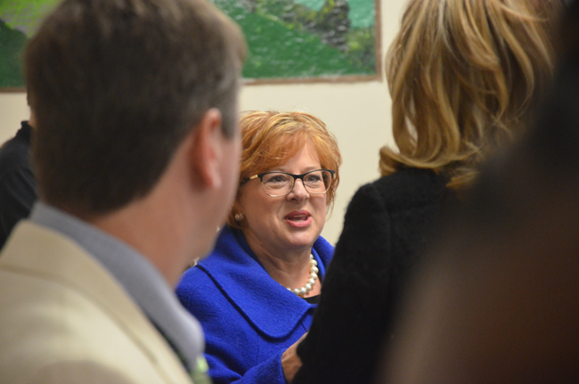 Osceola County Schools' Pamela Tapley, just before her job interview with the Flagler County School Board Thursday morning. (c FlaglerLive)