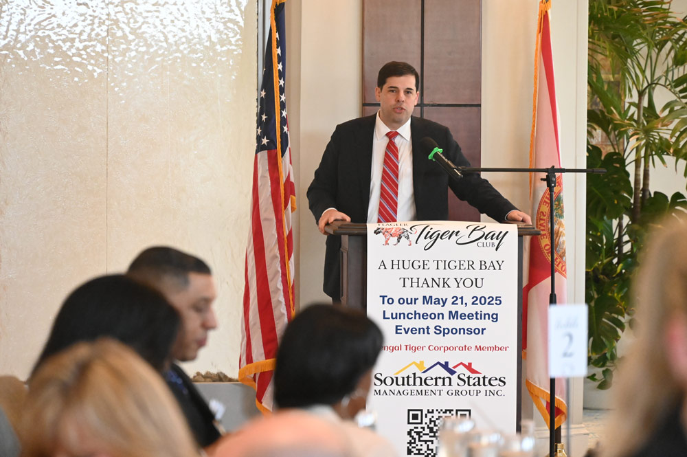 Former Acting U.S. Attorney General Jesse Panuccio at Flagler Tiger Bay last week. (© FlaglerLive)