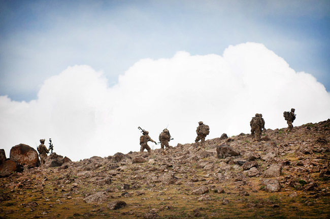 U.S. Army paratroopers move their observation post higher on a hill during combat operations in Afghanistan's Ghazni province, May 19, 2012. (U.S. Army / Sgt. Michael J. MacLeod)