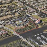 The acreage the county will acquire is marked off in red, just north of the Hammock Dunes Bridge. (Google Earth)