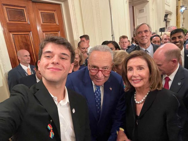 Jack Petocz with Senate Majority Leader Chuck Schumer and Speaker of the House Nancy Pelosi. (Jack Petocz)