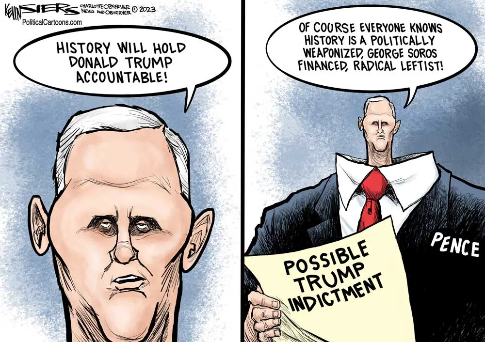 Pence defends Trump by Kevin Siers, The Charlotte Observer
