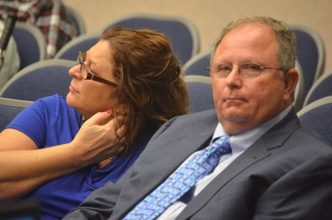 Perry Mitrano, the long-time solid waste director at the city of Bunnell, retires. He is being recognized tonight by the Bunnell City Commission. He is seen here with his wife, Diana. (© FlaglerLive)