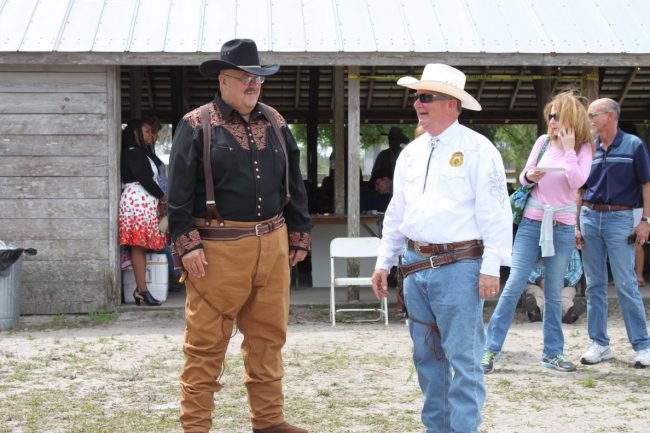 Before Sundsay's fast-draw shootout, Pete Young, left, the Florida Highway Patrol corporal and long-time traffic homicide investigator, talked quite a bit of smack about beating defending champion Rick Staly, the sheriff. But Young did just that. See a video below. 