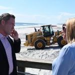 County Administrator Heidi Petito pitching for federal help with beach protection projects to Mike Waltz last August, before the president named the congressman his national security adviser. The Palm Coast City Council was a tougher audience for Petito today. (© FlaglerLive)