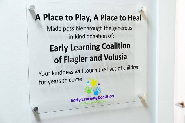 The sign outside the play therapy room. (© FlaglerLive)