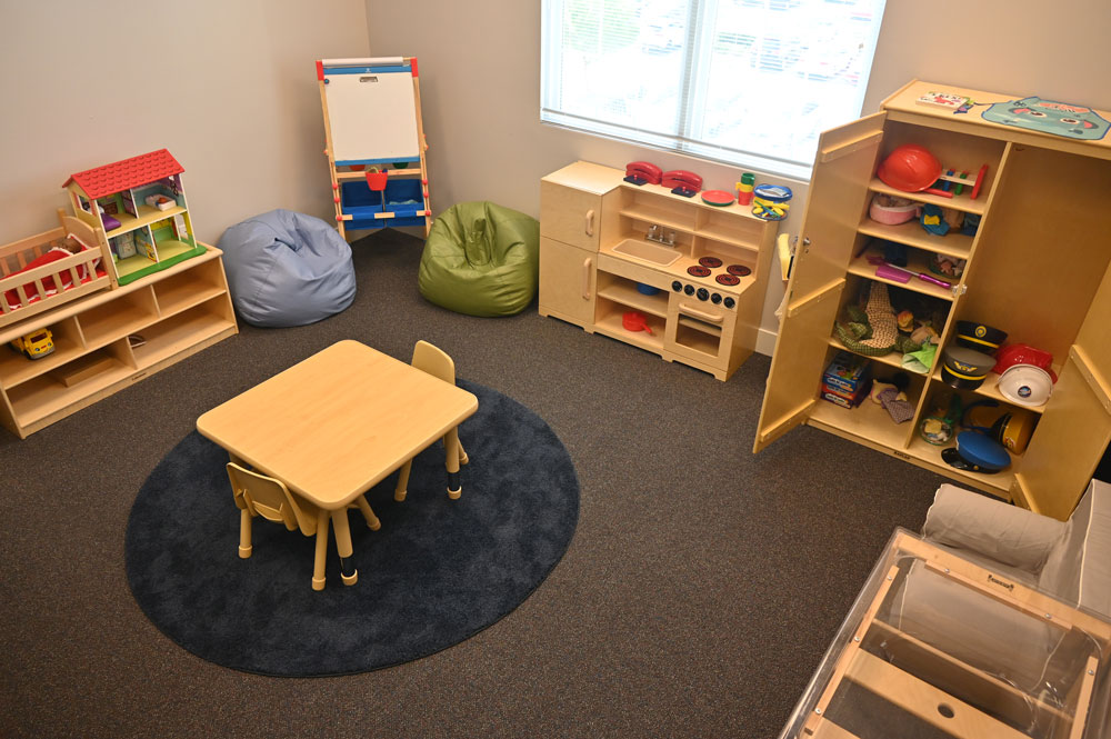 A portion of the play therapy room at Flagler Cares at the Flagler County Vollage. The room was made possible with a grant from the Early learning Coalition, a partner with Flagler Cares. (© FlaglerLive)