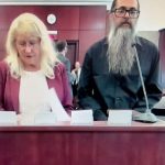 Luke Matthew Dudkewic with his attorney, Norma Wendt, at his plea and sentencing this afternoon before Circuit Judge Dawn Nichols. Assistant State Attorney Melissa Clark, who prosecuted the case, is to the right. (© FlaglerLive via zoom)