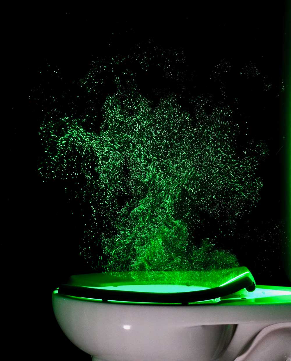 Aerosol plumes from commercial toilets can rise 5 feet above the bowl. John Crimaldi/Scientific Reports, CC BY-NC-ND