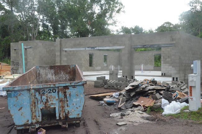 A new house currently under construction on Point Pleasant Drive in Palm Coast. (c FlaglerLive)