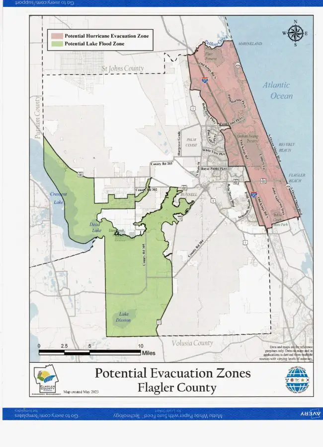 potential disaster hurricane evacuation zones flagler county