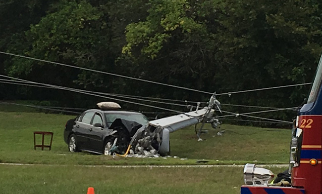 The crash hurt the driver, trhough he was not further hurt by the live electric wires that ended up on top of his car. (© Richard Sagala for FlaglerLive)