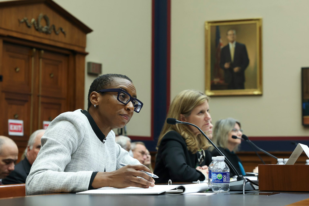 Harvard President Claudine Gay, University of Pennsylvania then-President Elizabeth Magill and MIT President Sally Kornbluth testify before Congress on Dec. 5, 2023.