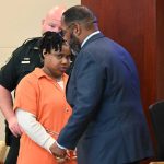 Princess Williams immediately after her sentencing this morning before Circuit Judge Terence Perkins at the Flagler County courthouse in Bunnell. (© FlaglerLive)